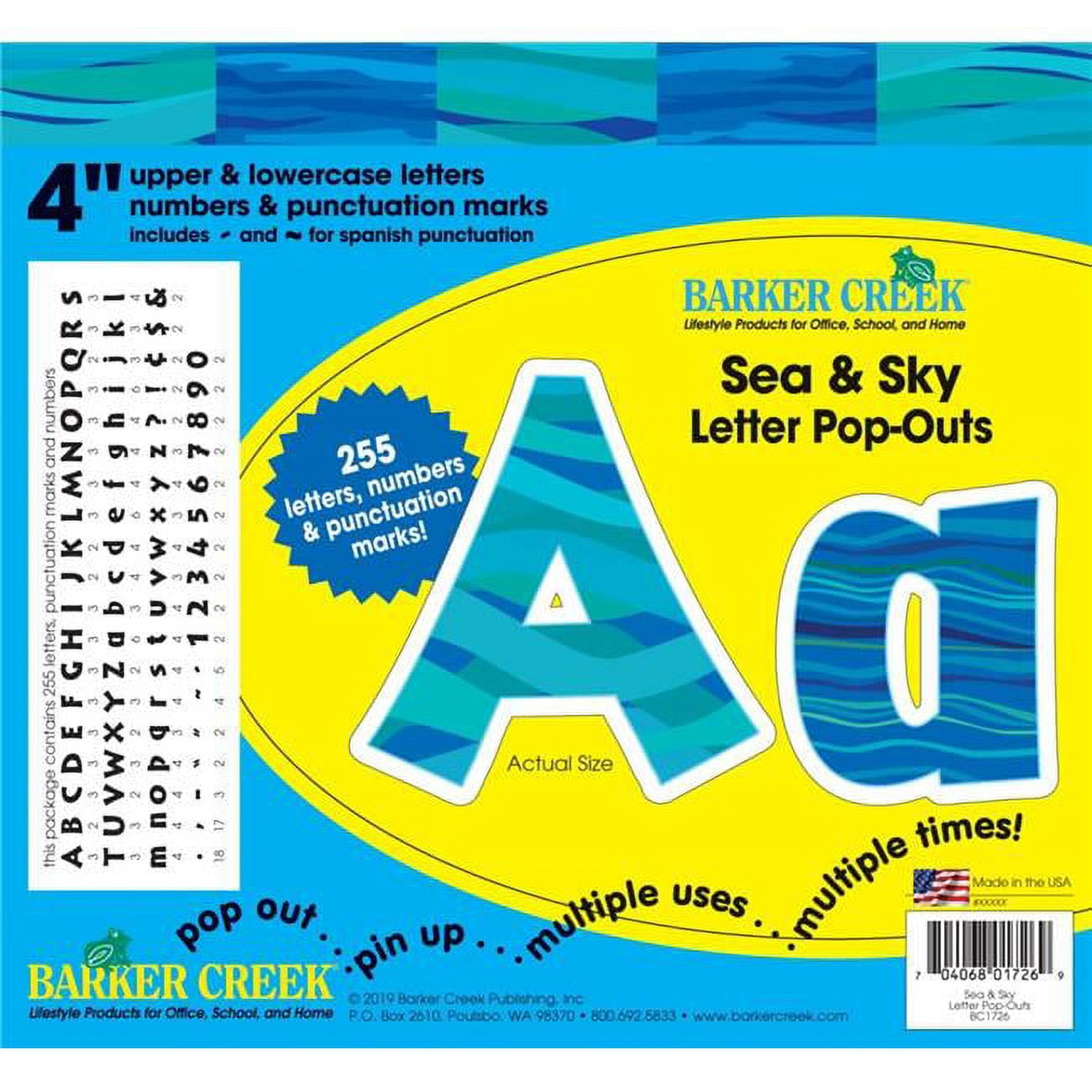 Barker Creek Sea & Sky 4" Letter Pop-Outs ̶ 255 Characters - Walmart.com
