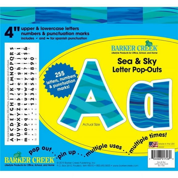 Barker Creek Sea & Sky 4" Letter Pop-Outs 255 Characters