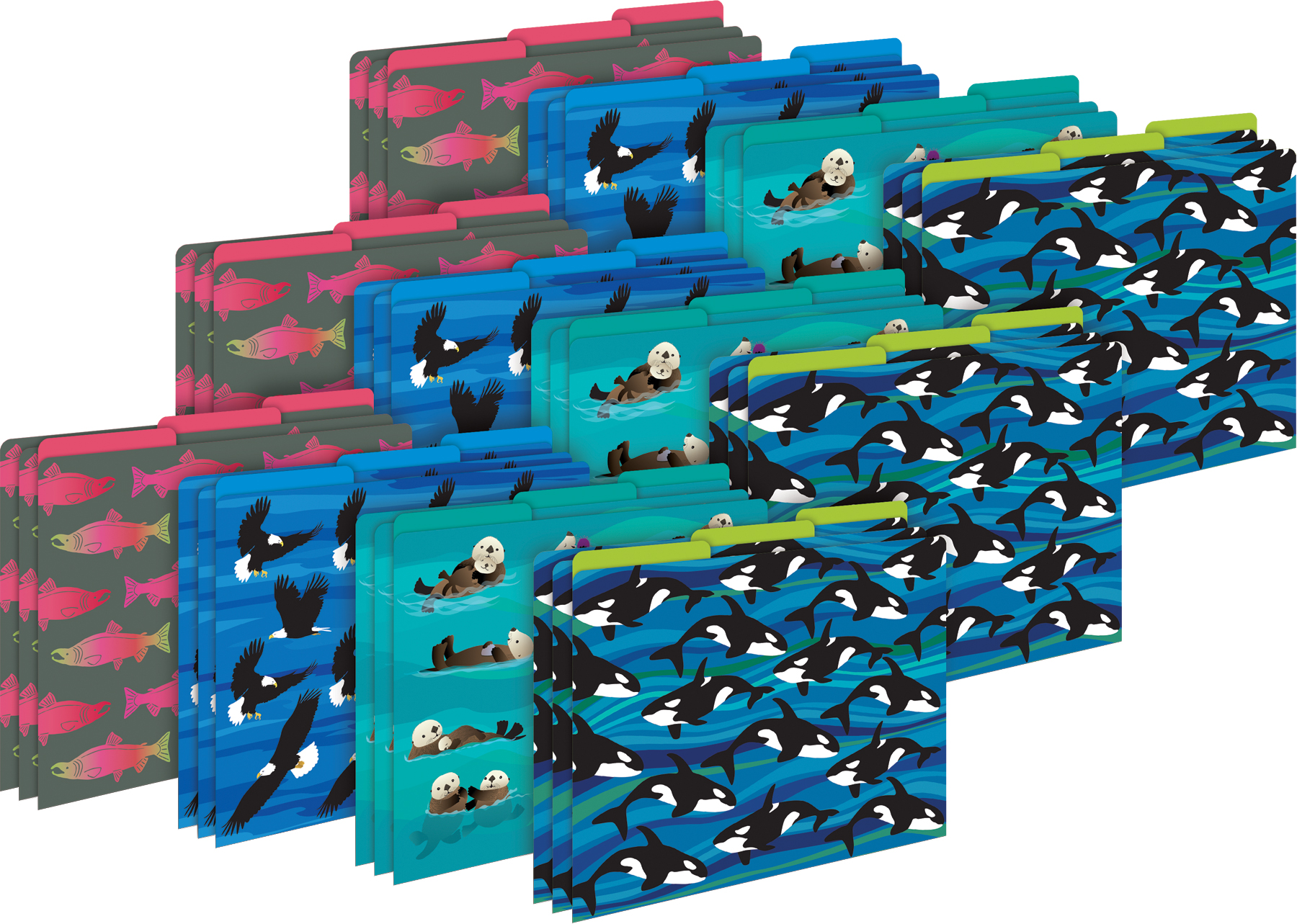 Barker Creek Tab File Folders, Letter Size, Sea & Sky, Pack Of 36 Folders