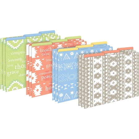 Barker Creek Thoughtfulness File Folders, Set of 12, Meditative Designs Inside & Out, Fully Reversible, Letter Size Folders, Package of 12 – 3 each of 4 Designs, 1/3 Cut Tabs (1307)