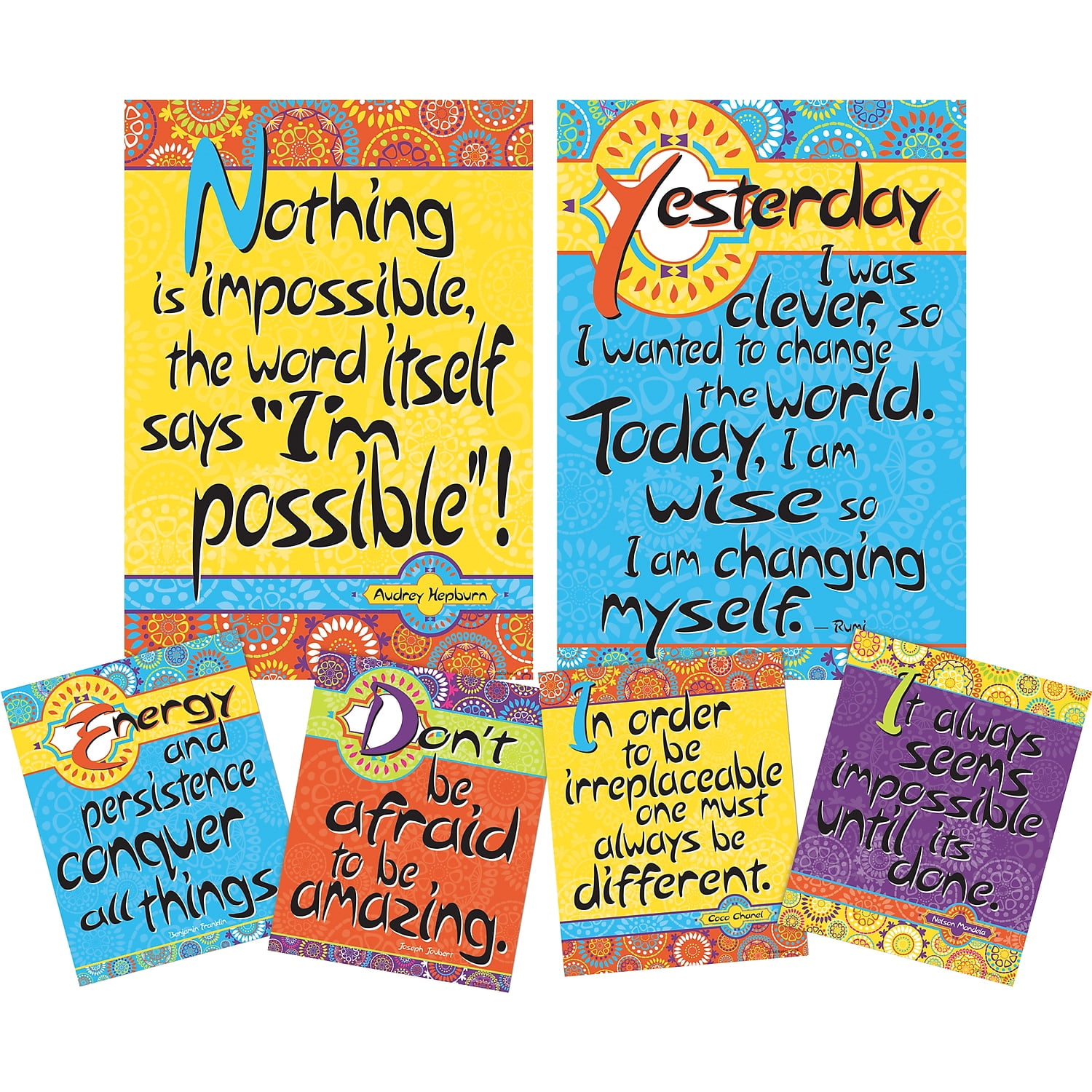 Colorful Motivational Quote Posters Set for Classroom and Home
