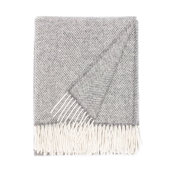 Barker Textiles Scandinavian 100% Wool Throw Blanket, 51x75 in Grey