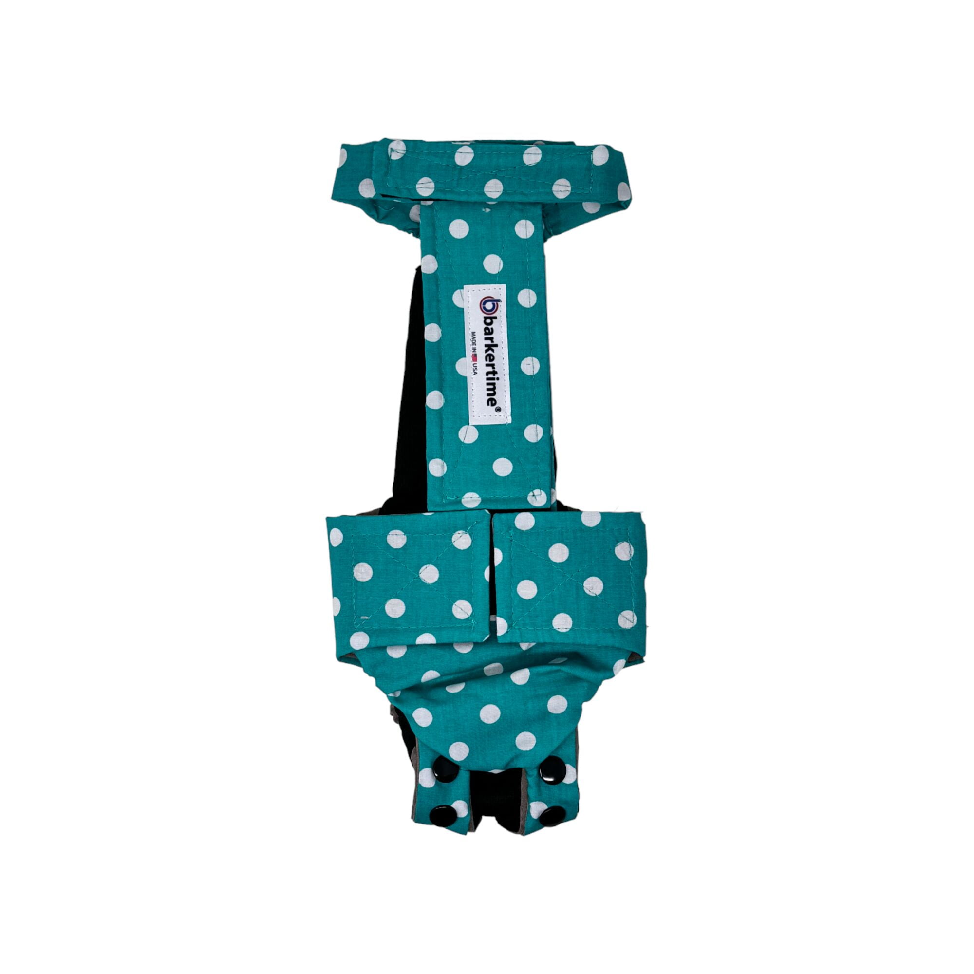 Barkertime Aqua Polka Elegance Dog Diaper Snappy Overall