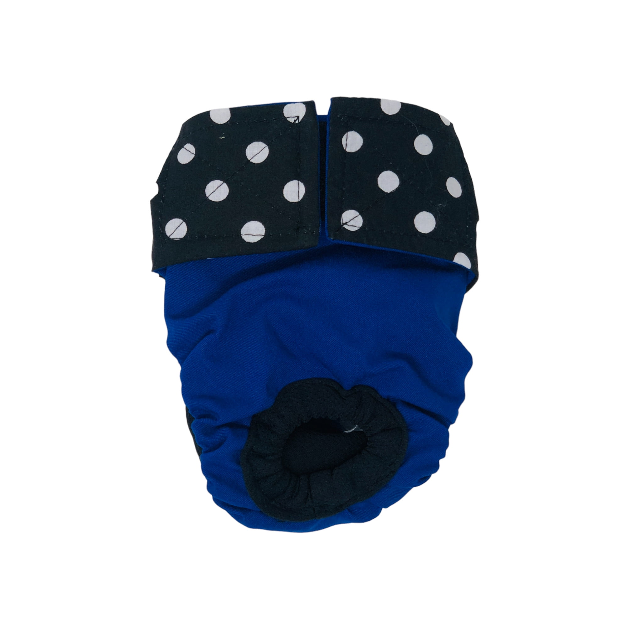 Barkertime Black Polka Dot on Blue Dog Diaper