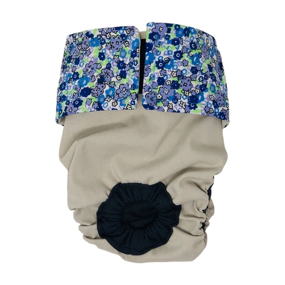 Barkertime Blue Cosmos Flowers on Frosty Cream Cat Diaper