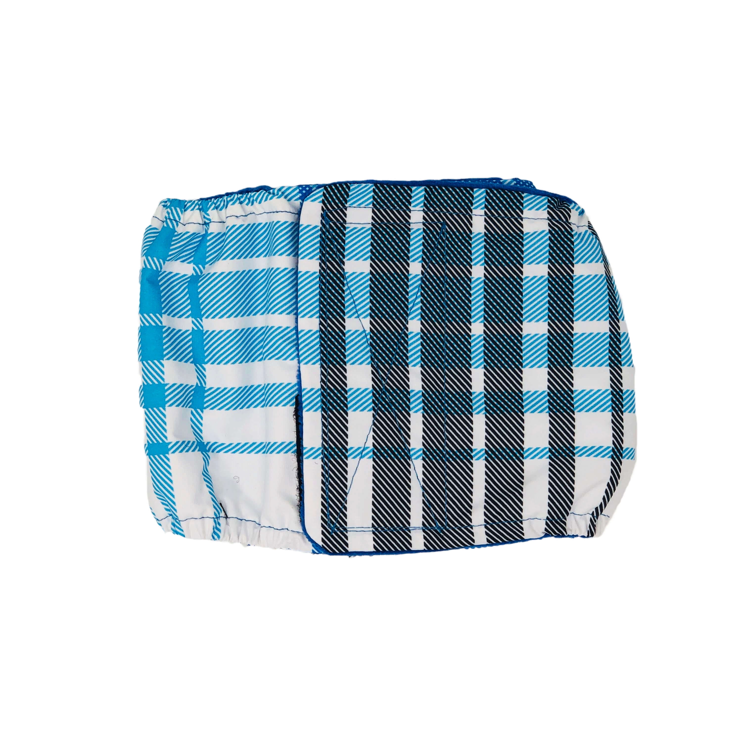 Barkertime Blue Plaid Premium Waterproof Washable Dog Belly Band Male Wrap - Made in USA