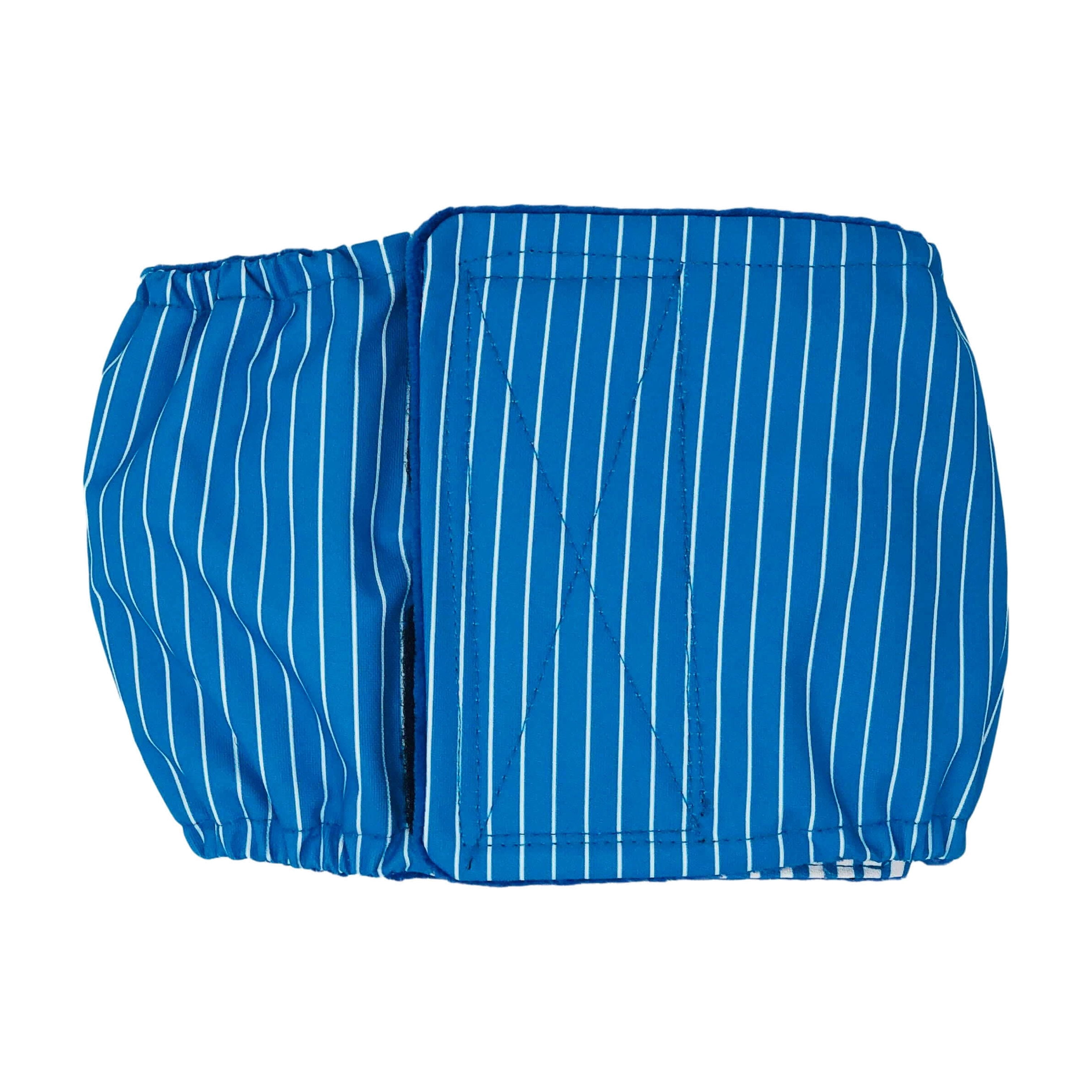 Barkertime Blue Stripes Premium Waterproof Washable Dog Belly Band Male Wrap - Made in USA