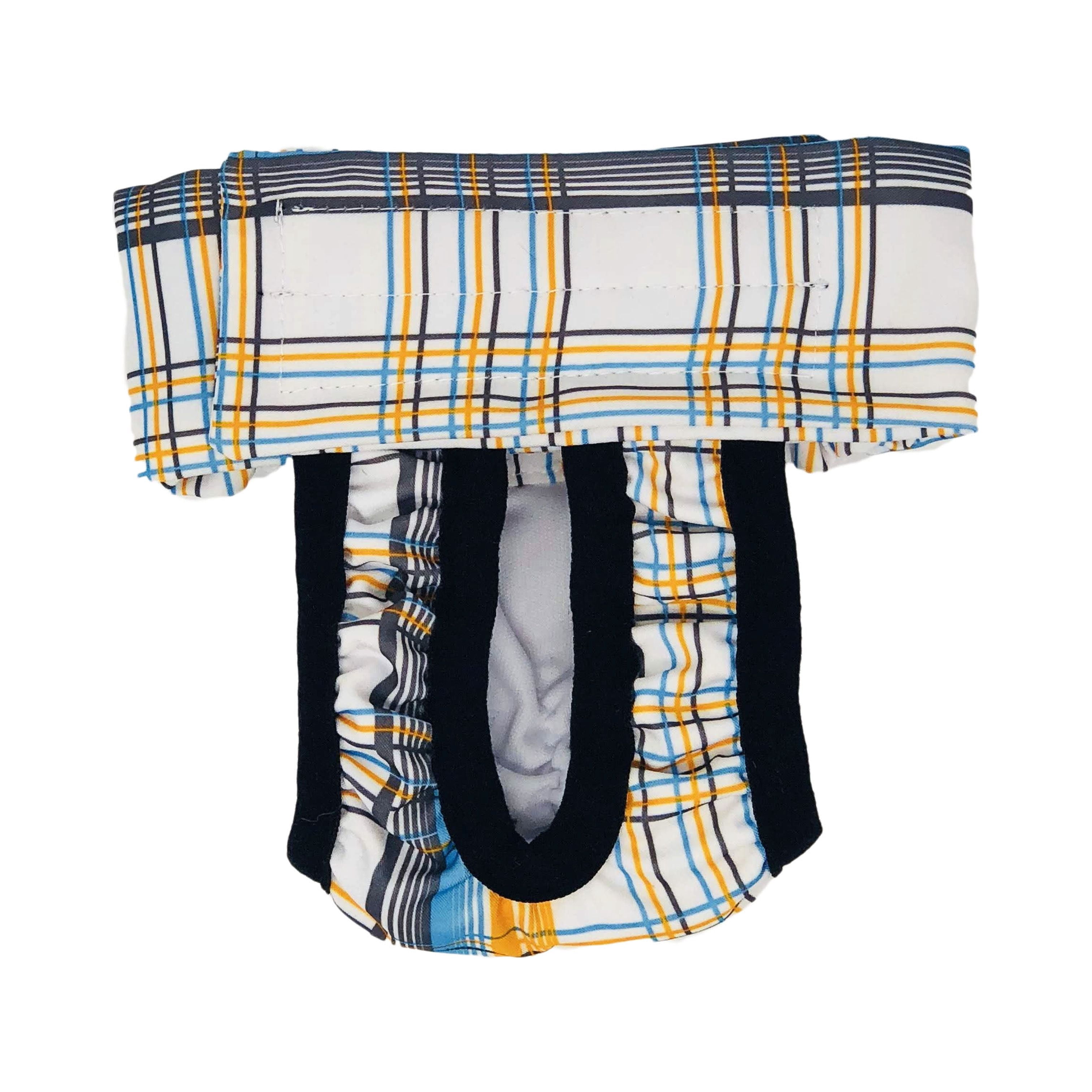 Barkertime Blue and Yellow Plaid Dog Diaper Pull-up