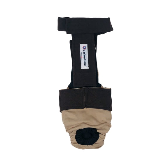 Barkertime Chocolate Brown on Beige Dog Diaper Overall