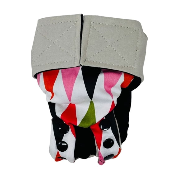 Barkertime Fancy Harlequin on Frosty Cream Cat Diaper Snappy