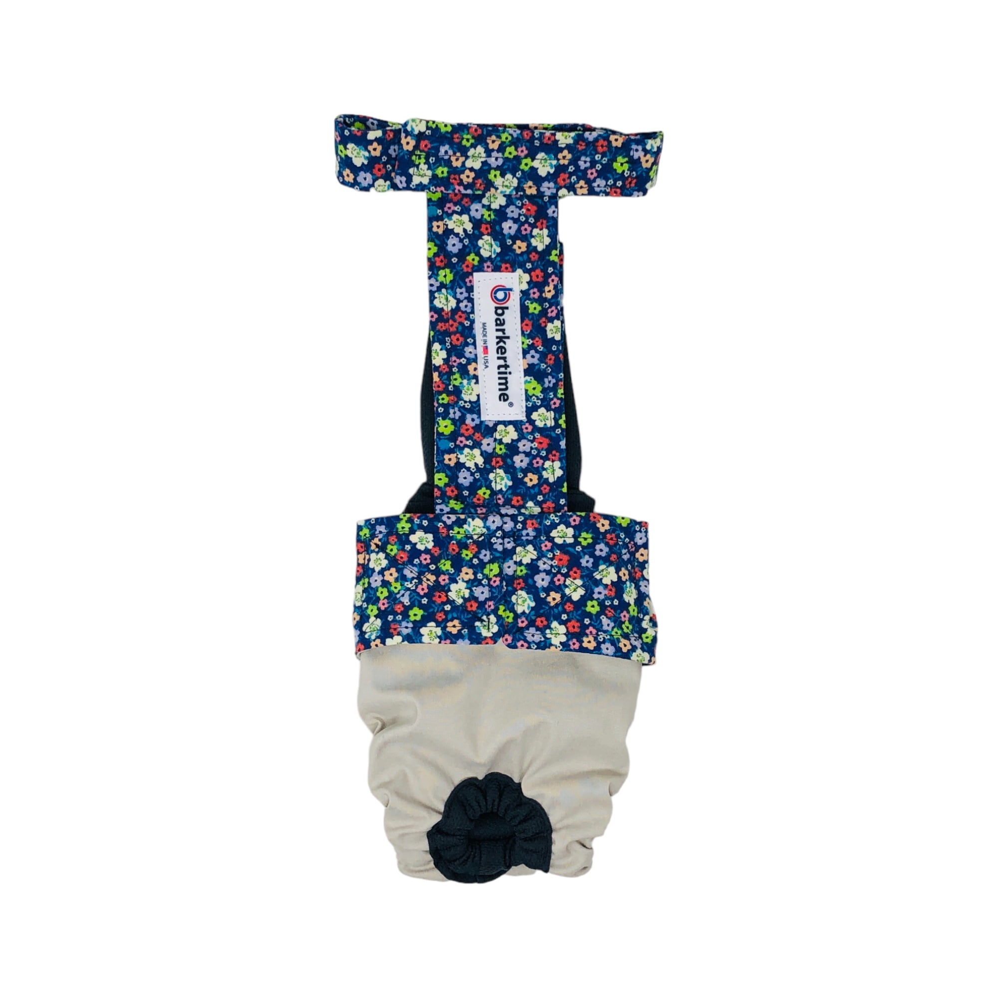 Barkertime Flower Garden on Frosty Cream Dog Diaper Overall