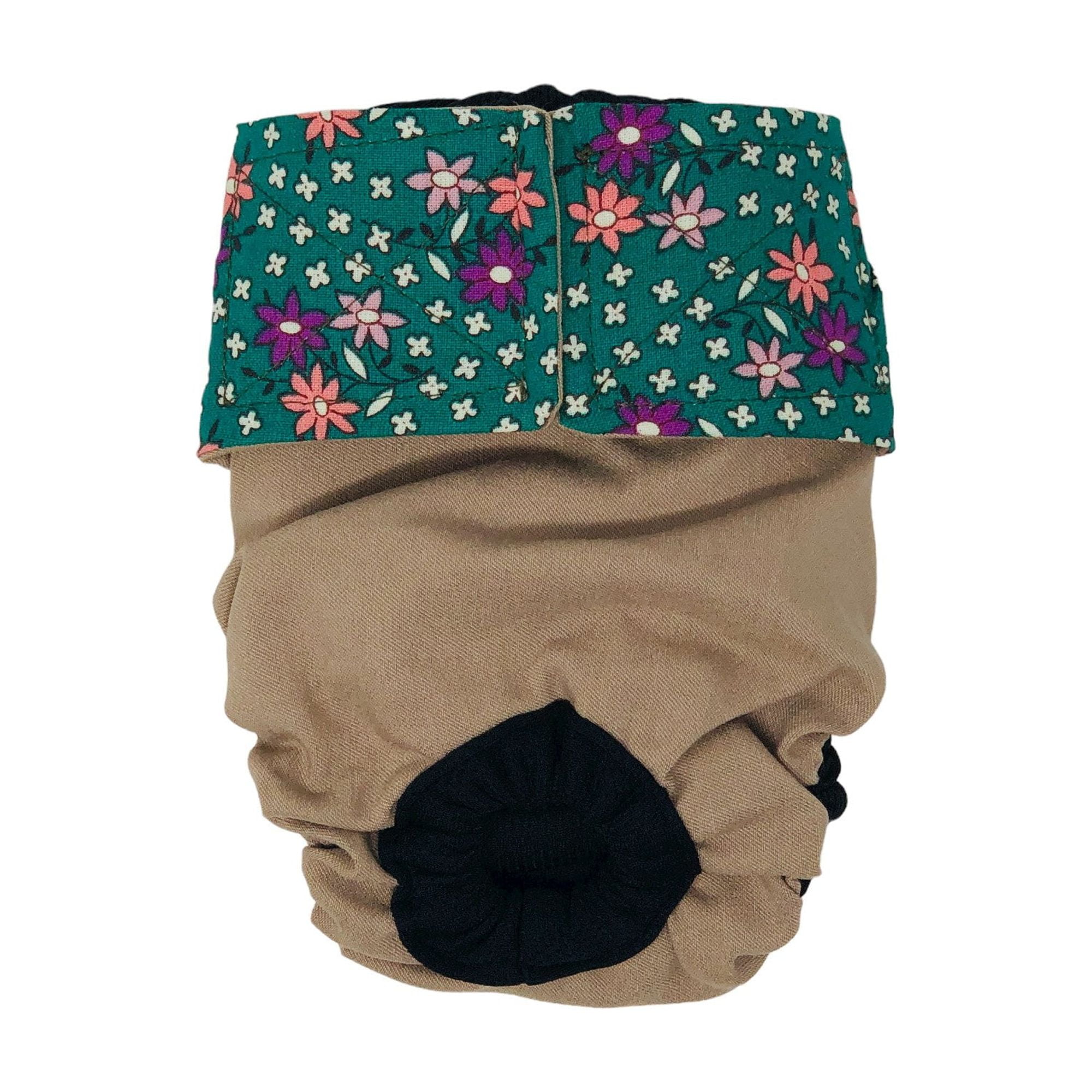 Barkertime Flowers Green on Brown Dog Diaper