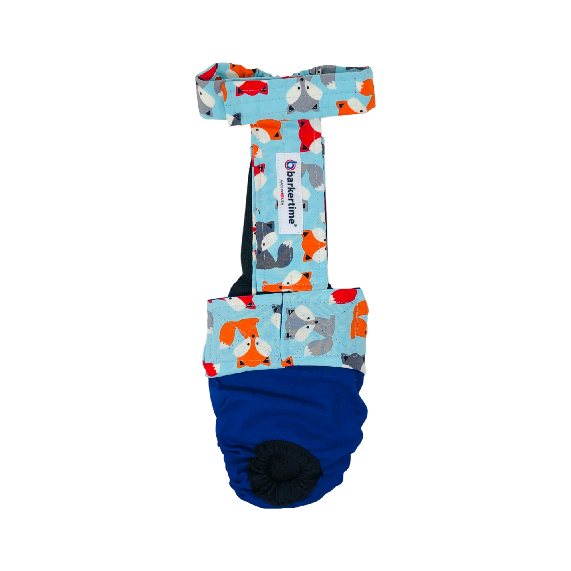 Barkertime Happy Fox on Blue Dog Diaper Overall