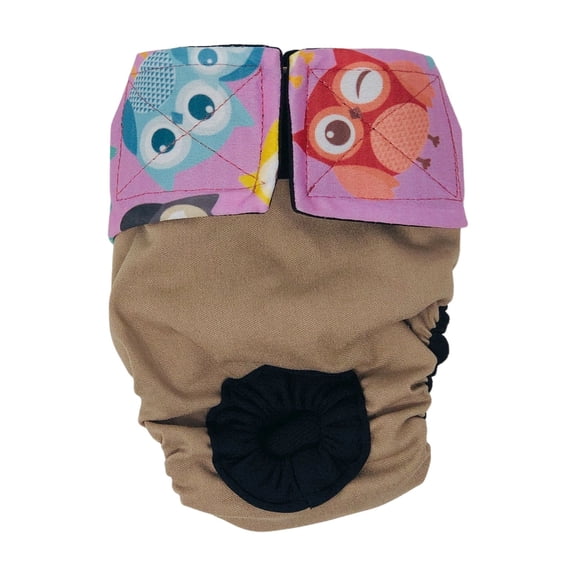 Barkertime Happy Owls on Brown Dog Diaper