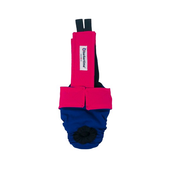 Barkertime Hot Pink on Blue Cat Diaper Overall