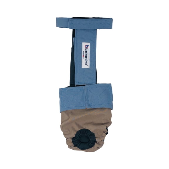 Barkertime Light Blue on Brown Dog Diaper Overall