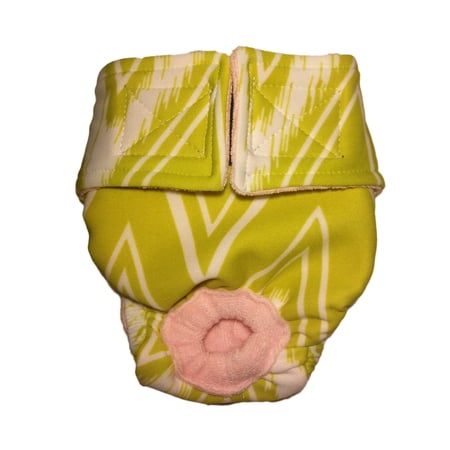 Barkertime Lime Green Pattern Washable Dog Diaper - Made in USA