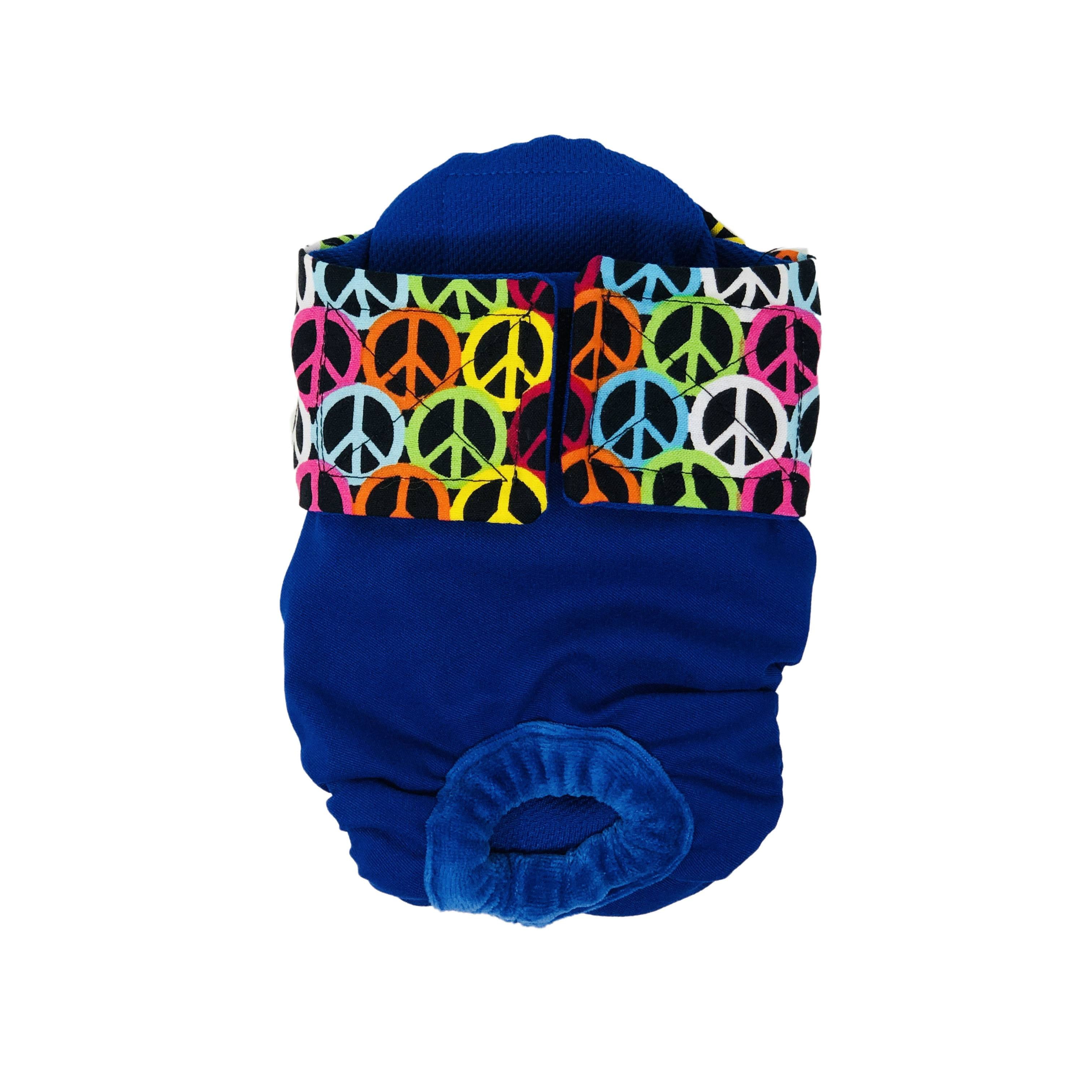 Barkertime Love Peace on Blue Dog Diaper