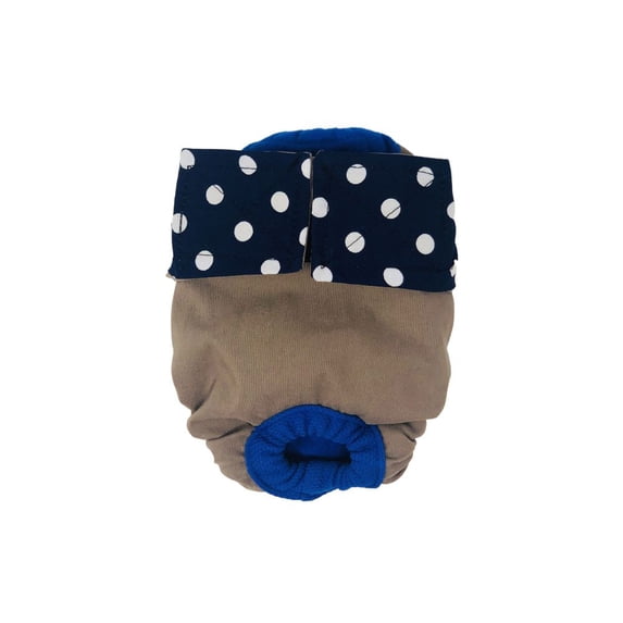 Barkertime Navy Blue Polka Dot on Brown Dog Diaper