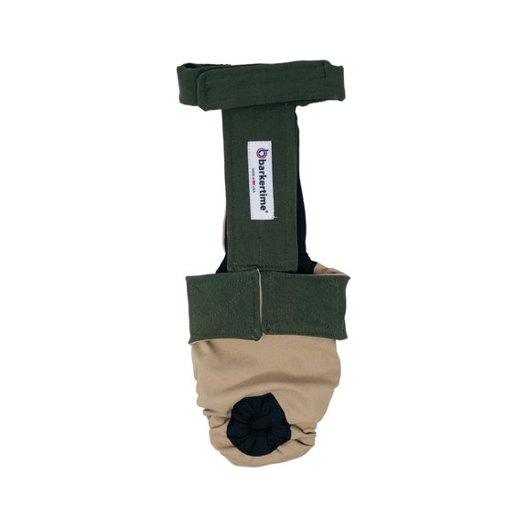 Barkertime Olive Green on Beige Biscotti Dog Diaper Overall