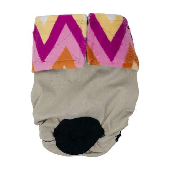 Barkertime Orange Yellow Chevron Minky on Frosty Cream Cat Diaper