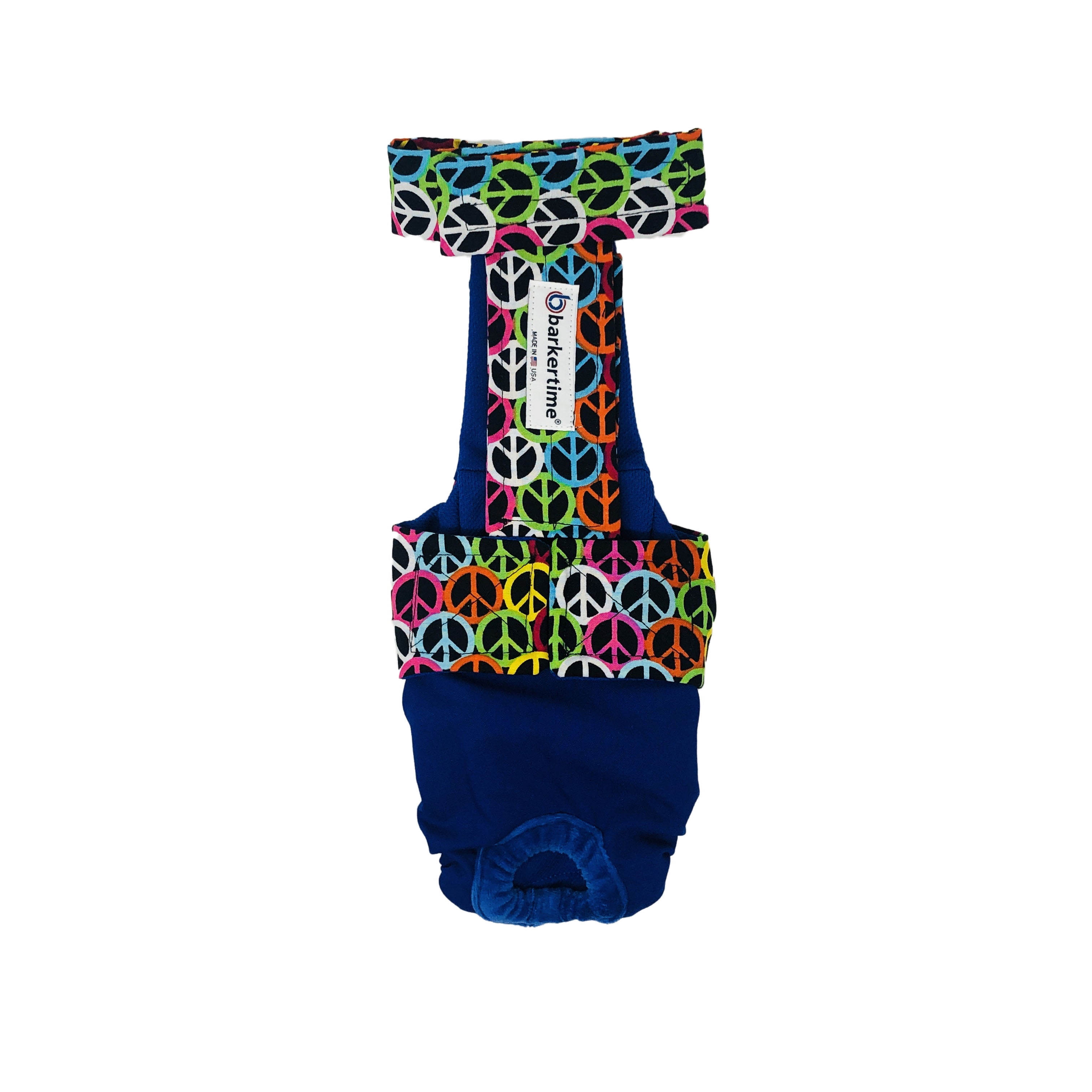 Barkertime Peace Love on Blue Dog Diaper Overall