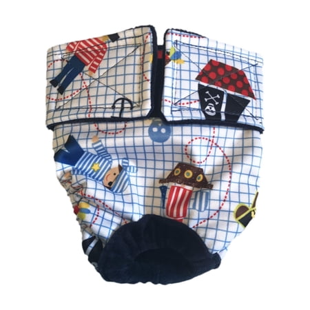 Barkertime Pirate and Skull Premium Waterproof Premium Dog Diaper - Made in USA