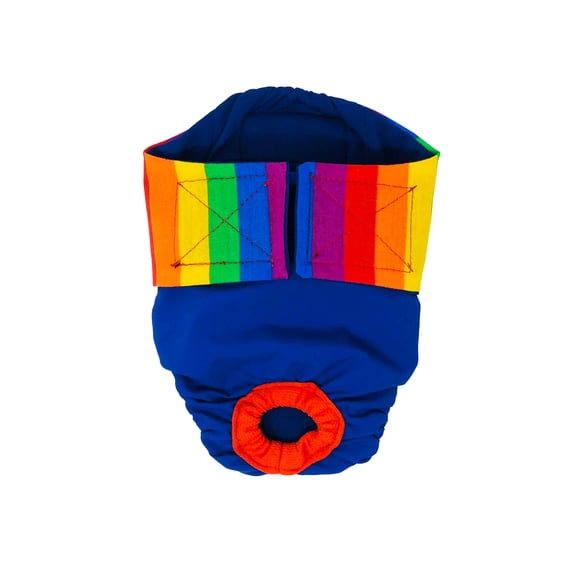 Barkertime Rainbow Stripes on Royal Blue Dog Diaper