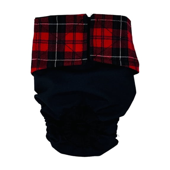 Barkertime Red Plaid on Black Dog Diaper