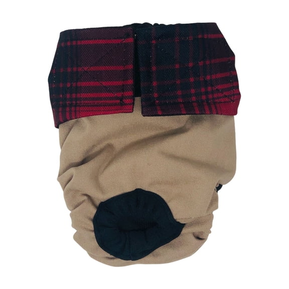 Barkertime Red Plaid on Brown Cat Diaper