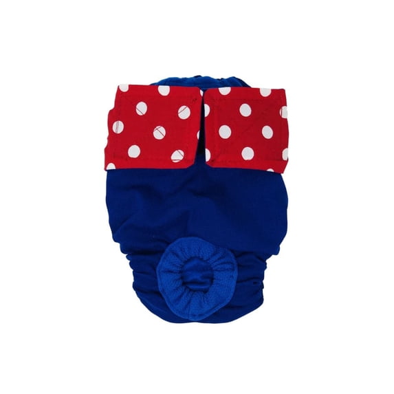 Barkertime Red Polka Dot on Blue Dog Diaper