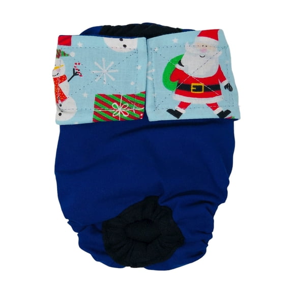 Barkertime Santa Claus with Snowman on Blue Cat Diaper