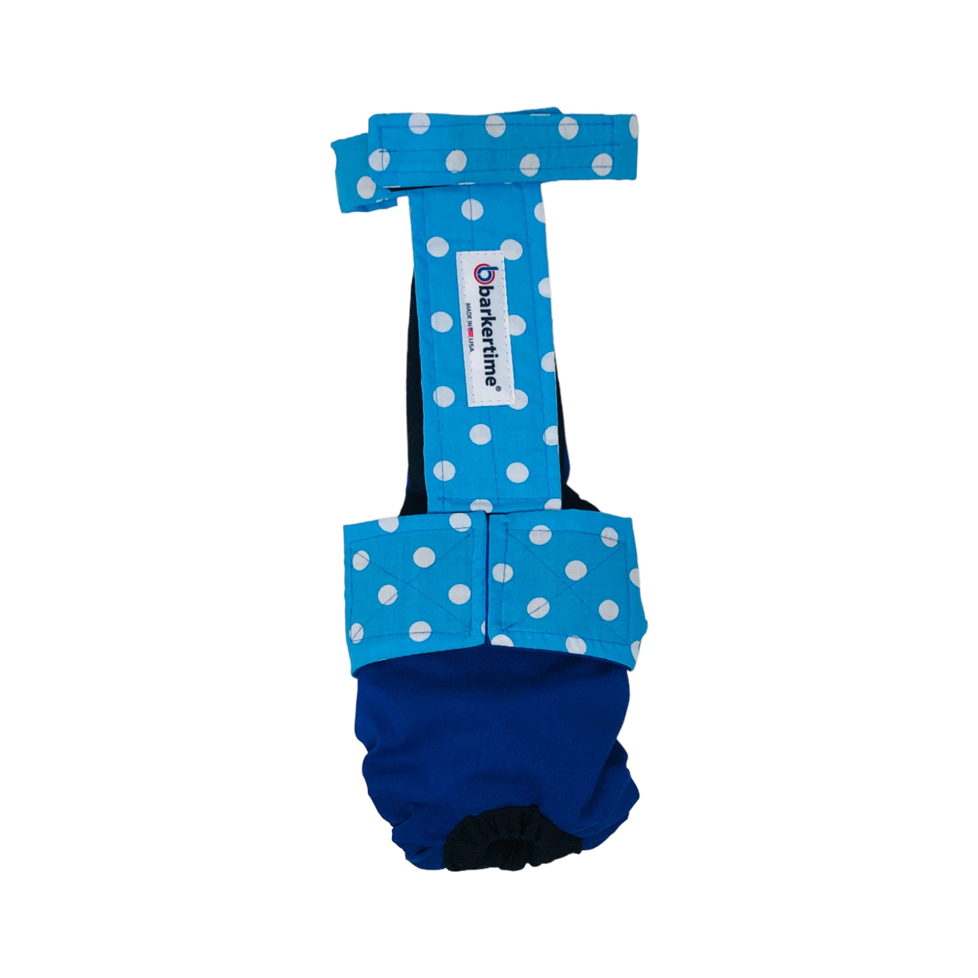 Barkertime Sky Blue Polka Dot on Blue Dog Diaper Overall