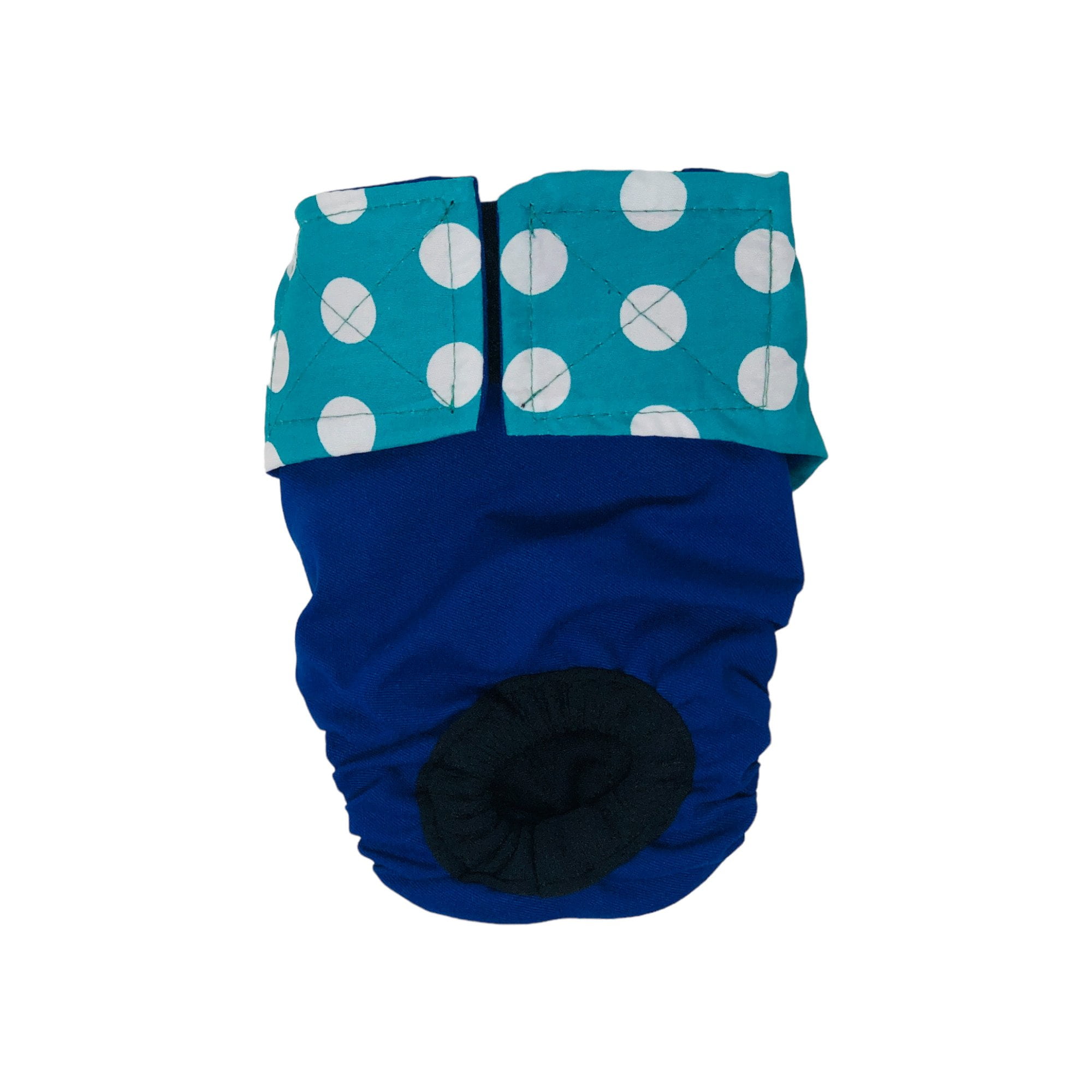 Barkertime Turquoise Polka Dot on Blue Dog Diaper