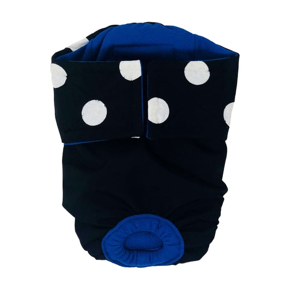 Barkertime White Polka Dot on Black Cat Diaper