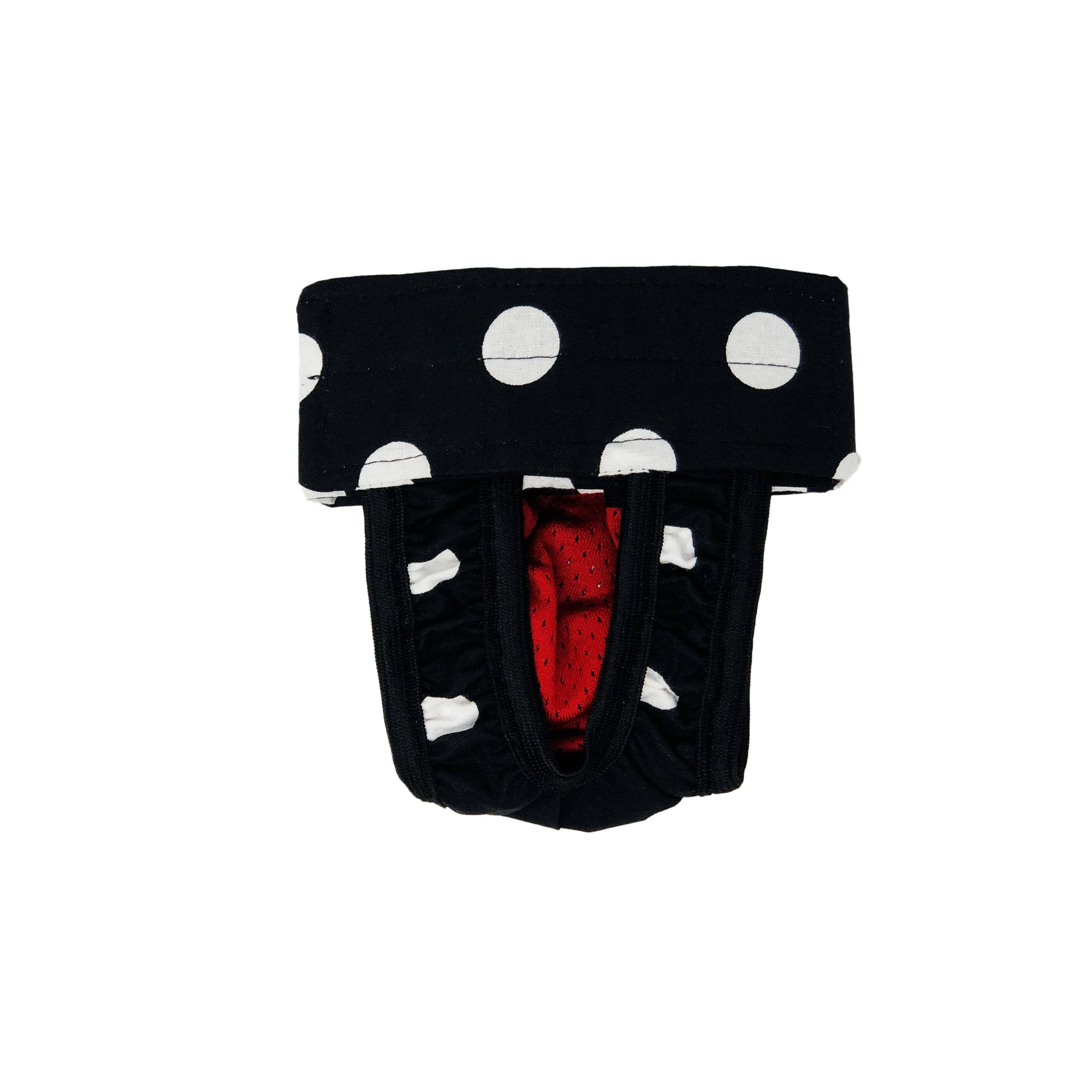 Barkertime White Polka Dot on Black Dog Diaper Pull-up