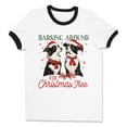 thumbnail image 1 of Barking Around the Christmas Tree Ringer Tee Shirt Unisex Large White/Black, 1 of 5