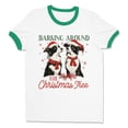 thumbnail image 1 of Barking Around the Christmas Tree Ringer Tee Shirt Unisex Medium White/Kelly Green, 1 of 5