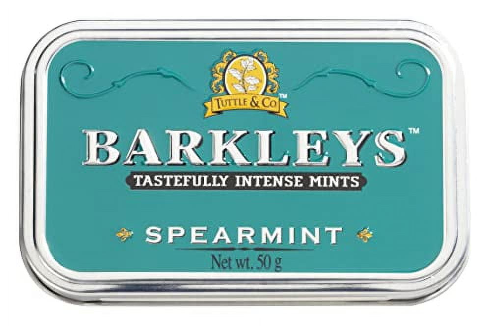 Barkleys Spearmint Breath Mints - Strong Spearmint Flavor Cool Mint Candy For Party, After Dinner, Wedding, Every Day Use - Vegan Breath Mints In Reusable Classic Travel Tins - 50-count, 6-Pack