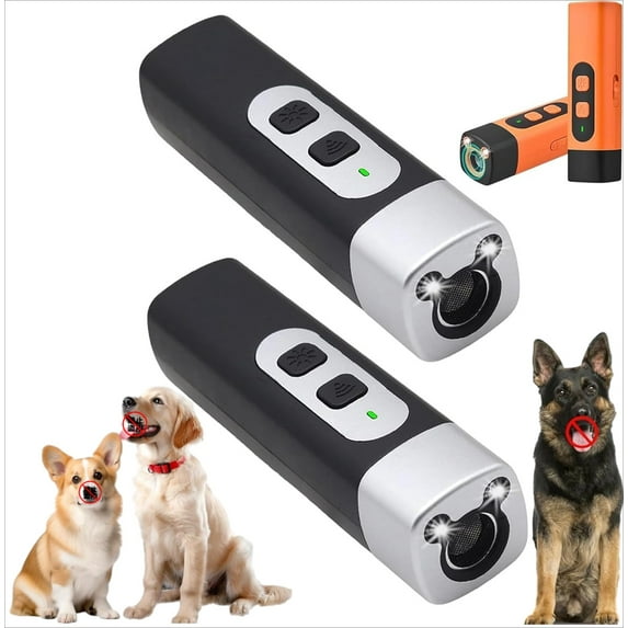 The Barkshield Pro, Bark Shield Anti Barking Device for Dogs, Dog Bark Deterrent Device with LED Flashlight, Suitable for Training to Improve Bad Behavior (Black*2)