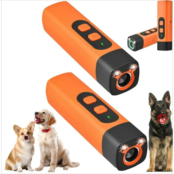 The Barkshield Pro, Bark Shield Anti Barking Device for Dogs, Dog Bark Deterrent Device with LED Flashlight, Suitable for Training to Improve Bad Behavior (Orange*2)