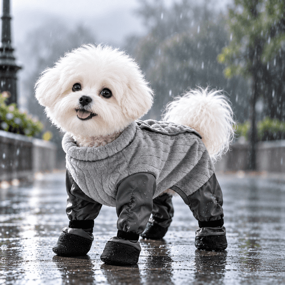 Barkuna Rain Coat and Boots for Dogs, Fully Waterproof Fabric with a Non-slip Check Pattern, Integrated Traction for Easy on and Off, Easy to Care for and Machine Washable, Ideal for Dogs
