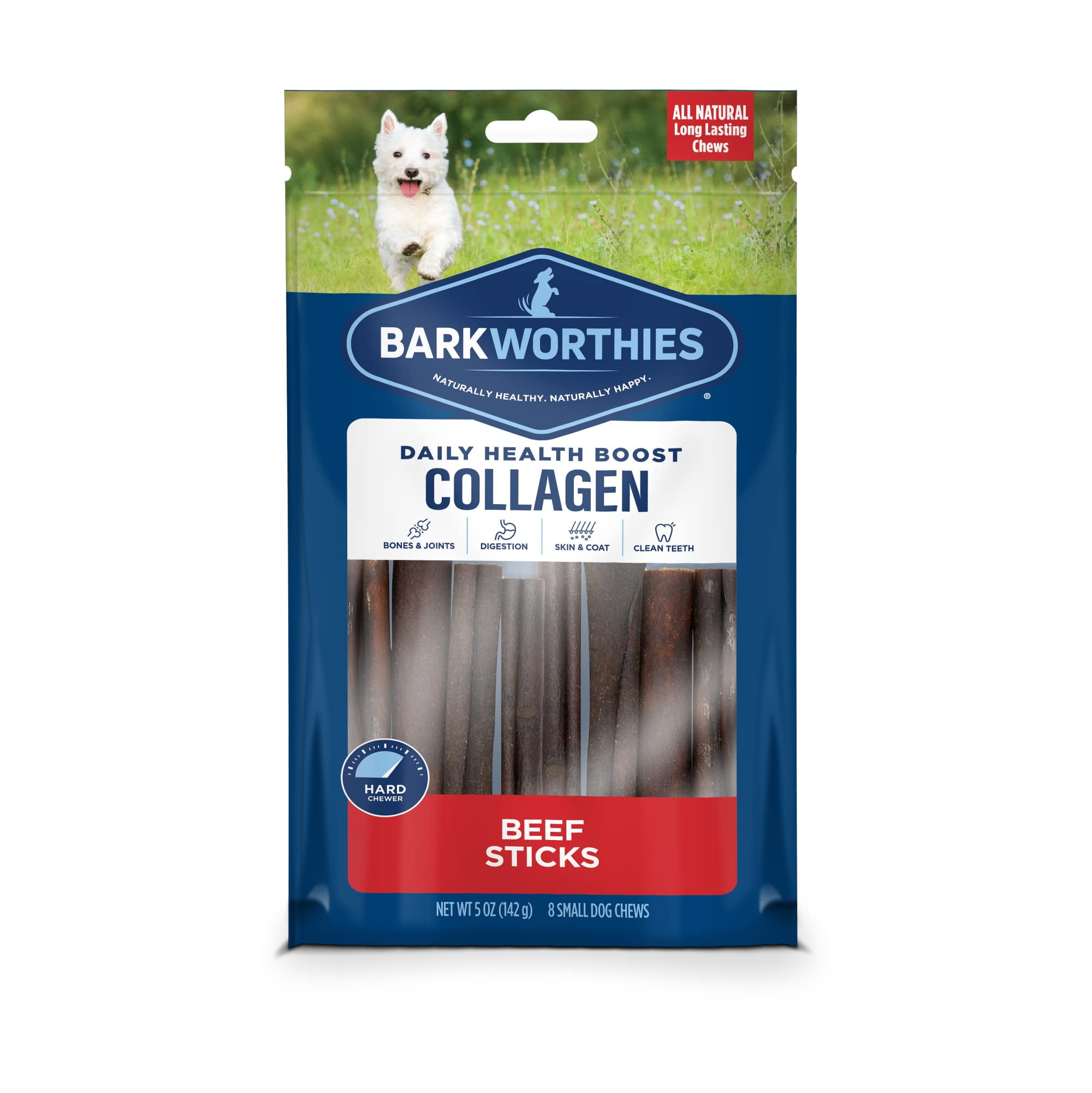 Barkworthies Plain Collagen Stick MMF7&nbsp;Dog Treats, 6-Inch, 8-Count