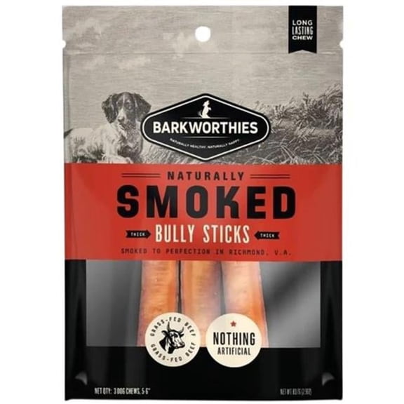 Barkworthies 840139130687 6 in. Smoked Bully Thick Dog Treat - Pack of 3