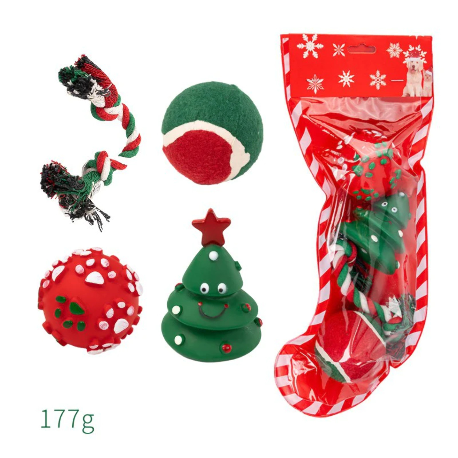 Barkwow Festive Sock Dog Toy Set for Small Breeds Christmas Tree