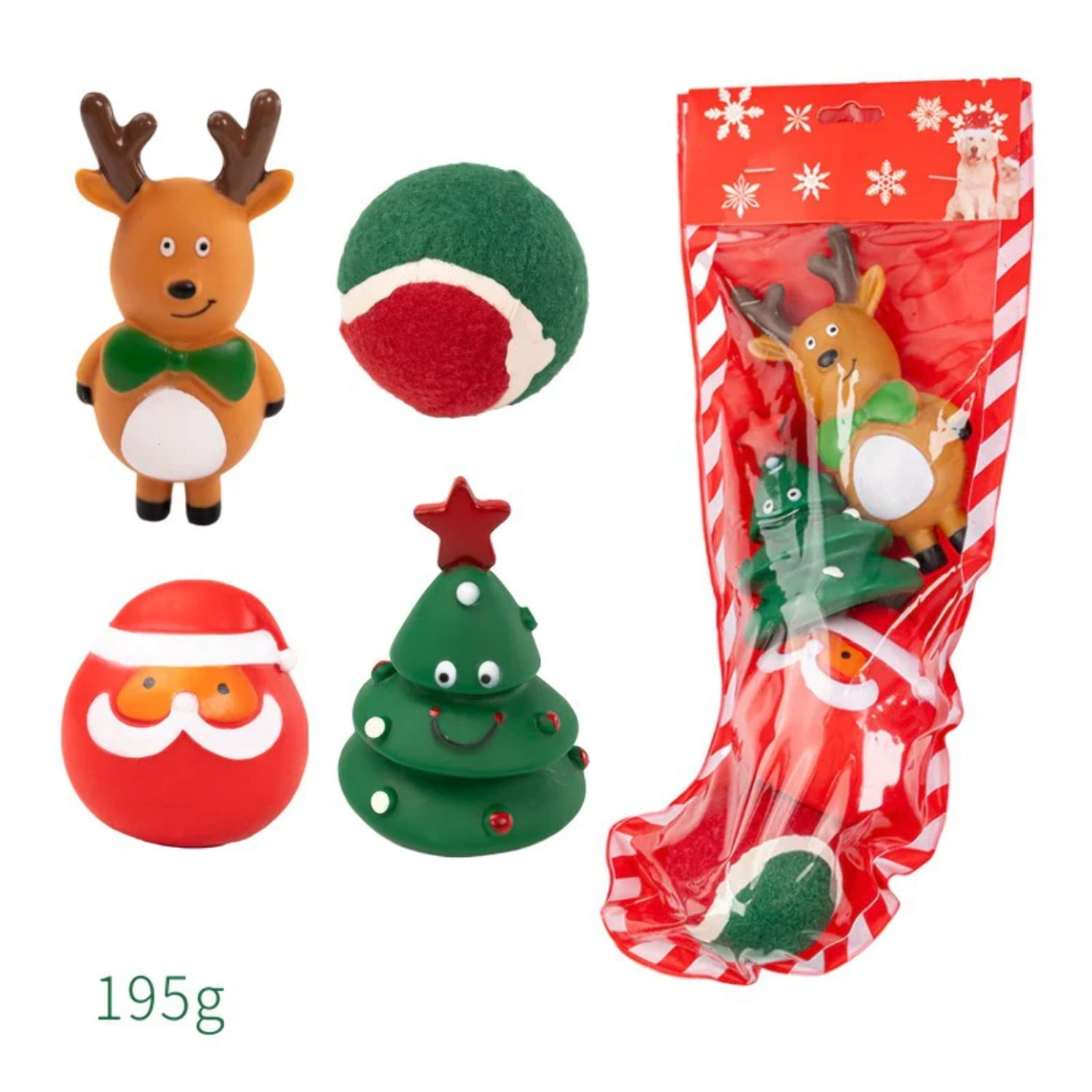 Barkwow Festive Sock Dog Toy Set for Small Breeds Christmas Tree