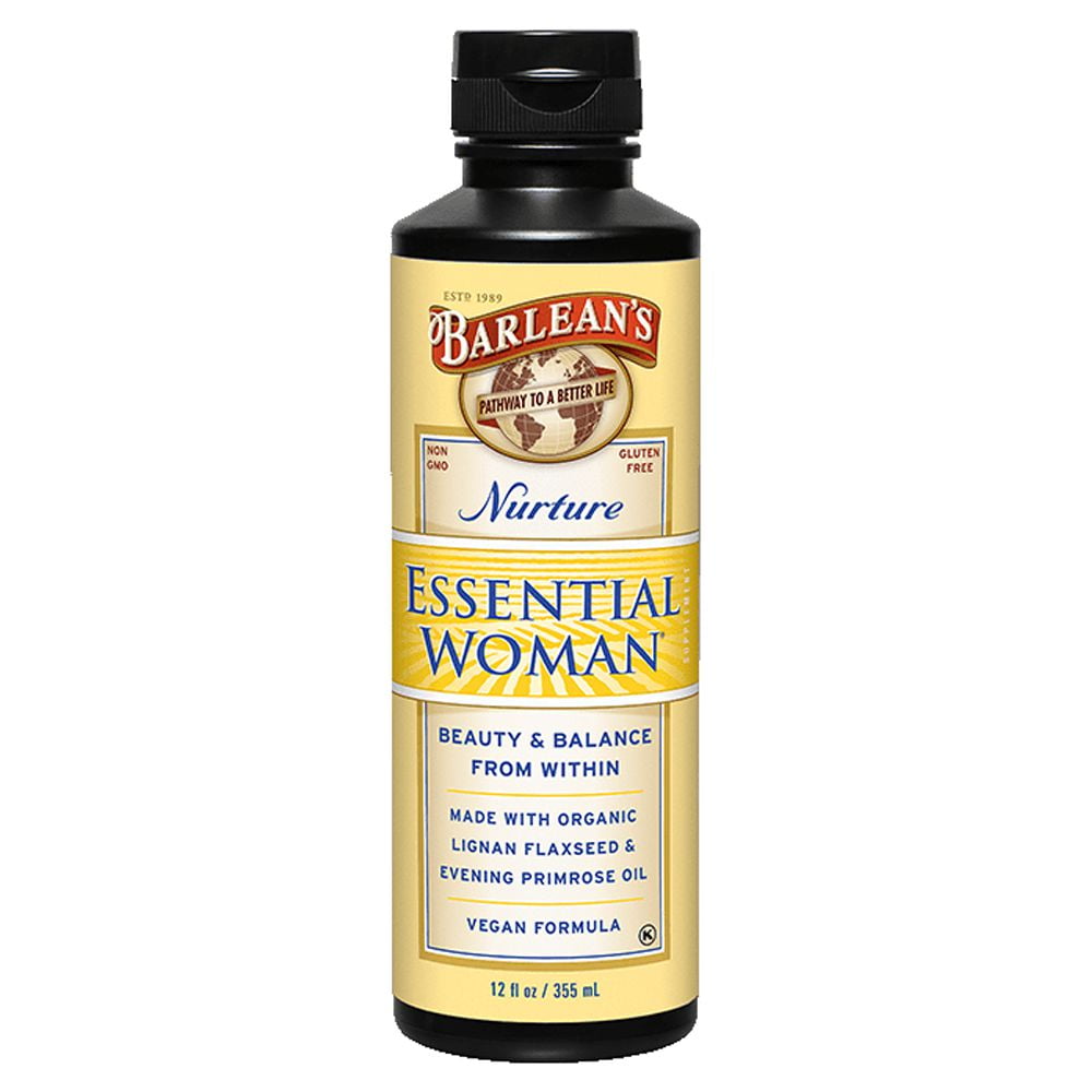 Barlean's Essential Woman Oil Blend Flaxseed and Evening Primrose Oil, Omegas-3, 6 and 9 and GLA - Vegan, All-Natural Flavor, Non-GMO, Gluten-Free - 12 oz