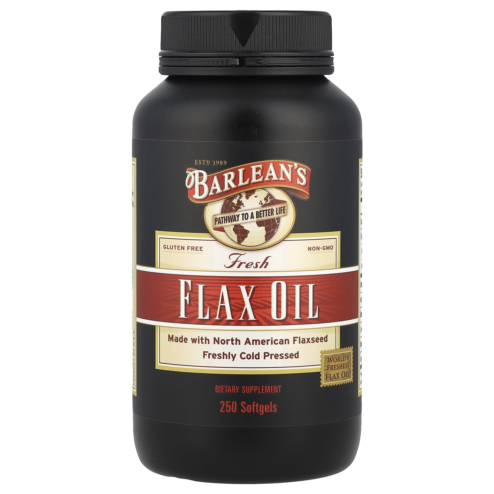 Barlean's Flax Oil Softgels with 1,650 mg ALA Omega-3 Fatty Acids for Improving Heart Health – Non-GMO, Gluten-Free - 250 ct
