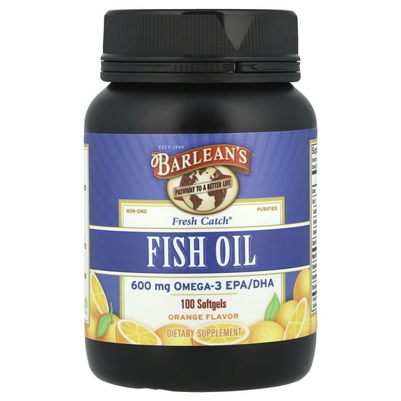 Barlean's Fresh Catch, Fish Oil, Omega-3 EPA/DHA, Orange, 100 Softgels (300 mg per Softgel)