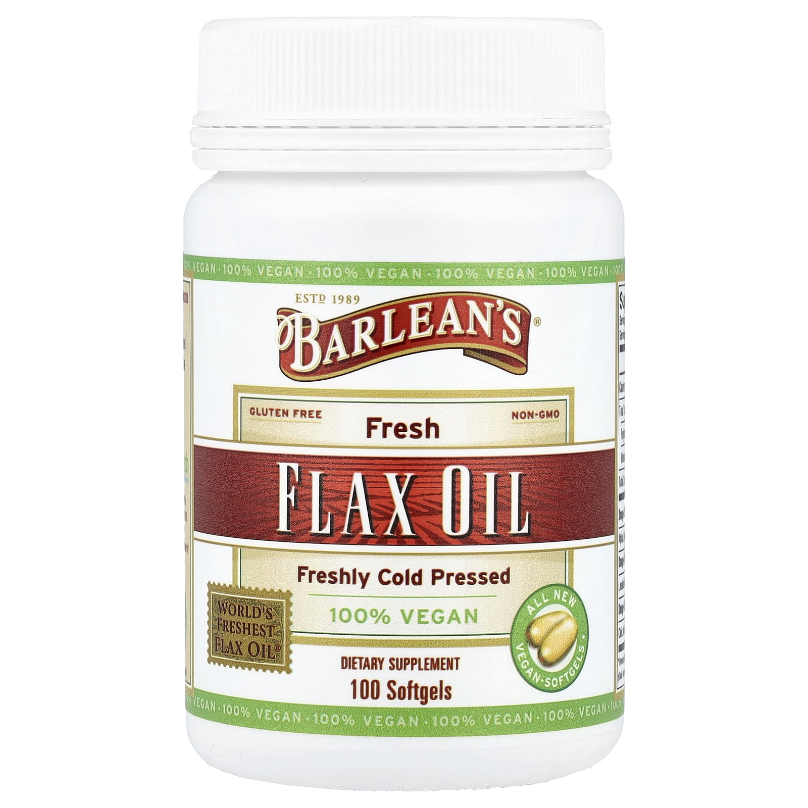 Barlean's Fresh Flax Oil, 100 Softgels - Walmart.com